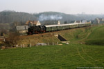 18. April 1987. 86 1056. Penig. Thierbach. Sachsen / Ohne Mühe beschleunigt 86 1056 ihren Personenzug nach Rochlitz nach einem kurzen Halt in Thierbach-Zinnberg.