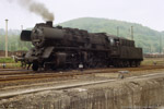 Mai 1987. 50 3646. Aue. . Sachsen / Nach der Ankunft im Bahnhof geht es zum Ergänzen der Betriebsvorräte und zur Mittagspause ins Bw.