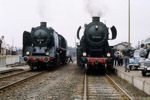 September 1987. 50 849. 52 6666. Stollberg/Erzgebirge. . Sachsen / Eine Sonderfahrt machte es möglich, die Zwickauer 50 849 und die Berliner 52 6666 Seite an Seite ablichten zu können.