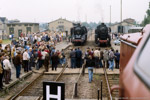 September 1987. 50 849. 52 6666. Stollberg/Erzgebirge. . Sachsen / Dichtes Gedränge herrschte rings um beide Lokomotiven.