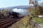 31. Oktober 1987. 50 3145. Lauter-Bernsbach. Bernsbach. Sachsen / Am frühen Nachmittag fuhr dann 50 3145 als Lz nach Schwarzenberg, um dort den Ng 61971 zu bespannen.