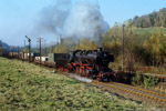 31. Oktober 1987. 50 3145. Schwarzenberg/Erzgebirge. . Sachsen / 50 3145 hatte soeben das Einfahrtsignal des Bahnhofes Grünstädtel passiert.