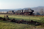 Bild des Monats Oktober 2005. Schlettau. . Sachsen / 50 3145 war die letzte in Deutschland planmäßig eingesetzte Altbaulokomotive der Baureihe 50. Nach jahrelangem Einsatz als Heizlokomotive kam sie 1987 kurz vor dem endgültigen Ende ihrer Dienstzeit zurück in den Zugdienst. 31. Oktober 1987.