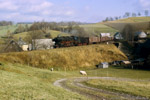 15. November 1987. 50 3145. Lössnitz. Dittersdorf. Sachsen / Auf der Fahrt zwischen oberem und unterem Bahnhof in Lößnitz. Nach diesem Bild hieß es Abschied nehmen von der letzten im Plandienst eingesetzten Lokomotive der Baureihe 50.10.