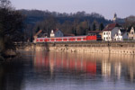 4. April 2005. 143 053. Bad Kösen. Taugwitz. Sachsen-Anhalt / Dieses Bild entstand am 4. April 2005 in Bad Kösen, es zeigt 143 053 mit einer Regionalbahn ￼ von Eisenach nach Halle.