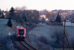 22. April 2005. 641 036. Bad Lobenstein. . Thüringen / 641 036 ist am Morgen des 22.4.2005 gegen 7:00 Uhr nach Blankenstein unterwegs. Die Fotostelle liegt noch im Schatten, der Rauhreif ist noch nicht getaut und verleiht dem Bild eine interessante Stimmung.