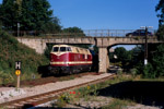 18. Juli 2005. MEG 203. Bad Lobenstein. Unterlemnitz. Thüringen / Der Bahnhof Unterlemnitz wird von einer kleinen Feldwegbrücke überspannt. Meist dient sie als Standort für Fotografen, hier ist sei einmal selbst das Motiv.