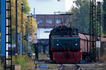 30. Oktober 2005. Mibrag 1123. Meuselwitz. Mumsdorf. Thüringen / Kohle für das Kraftwerk: Mibrag 1123 mit einem Kohlenzug vom Übergabebahnhof unterwegs zum Kraftwerk. Auf dieser kurzen Strecke muss der Zug zwei Spitzkehren durchfahren.