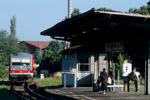 4. Juli 2006. 628 605. Laucha an der Unstrut. . Sachsen-Anhalt / Einfaht von RB 26965 (Nebra - Naumburg) in den Bahnhof Laucha.