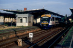 1. August 2006. Desiro. Zeitz. . Sachsen-Anhalt / Interconnex bei der Abfahrt im Bahnhof Zeitz.