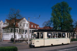 15. April 2007. NTB 50. Naumburg (Saale). Pödelist. Sachsen-Anhalt / Wagen 50 der Naumburger Straßenbahn am Theaterplatz.