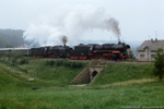 11. Juni 1988. 58 3047. 50 849. Penig. Thierbach. Sachsen / Sonderzug zum offiziellen Dampflokabschied in Glauchau, von Zwickau über Nobitz, Narsdorf, Rochlitz. Der Zug durchfährt hier Thierbach, heute ein Ortsteil von Penig.