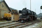 Sommer 1988. 50 3670. 106 559. Werdau. Leubnitz. Sachsen / Miniparade von 106 559, einem Schneepflug und 50 3670 in der Est. Werdau.