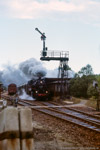 7. Oktober 1988. 86 333. Wildenfels. Wiesenburg. Sachsen / Am 7. Oktober war 86 333 mit dem Zwickauer Traditionszug auf dem Weg nach Annaberg-Buchholz. Hier ist der Zug unterhalb der bekannten Signalbrücke in Wiesenburg zu sehen.