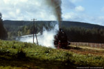 7. Oktober 1988. 86 333. Sehmatal. . Sachsen / Wieder mit ausreichend Dampf versorgt, galt es dann die letzten Meter der Steigung nach Annaberg-Buchholz zu überwinden. Hier ist der Zug kurz vor Erreichen des Brechpunktes zu sehen, danach geht es bis Annaberg-Buchholz nur noch bergab.