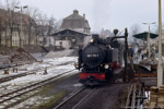 Im Bahnhof Dippoldiswalde wurden die Wasservorräte der Lokomotive ergänzt.